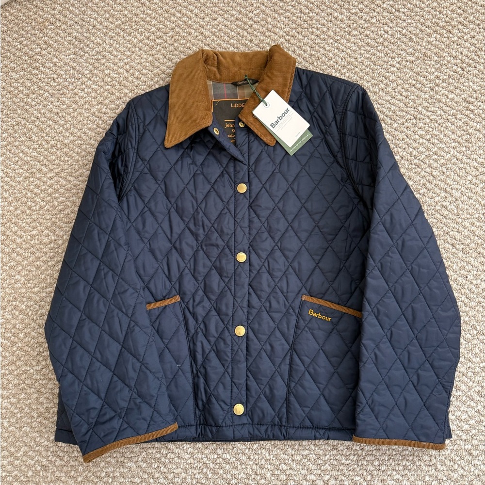 Barbour Liddesdale Navy and Brown Quilted Jacket